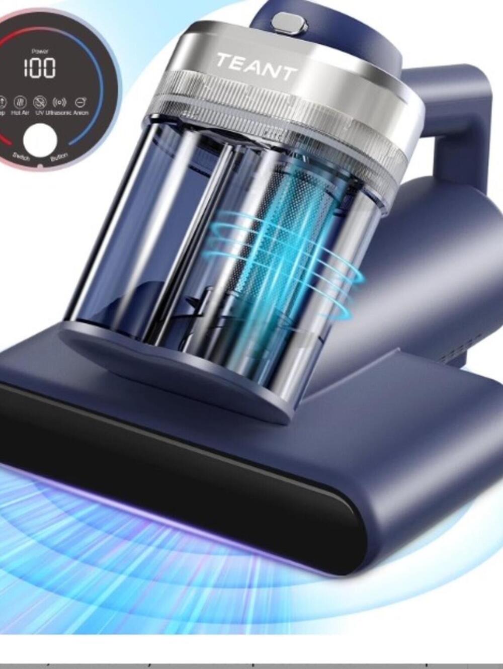 Teant Mattress Vacuum Bed Vacuum Cleaner-HEPA filter-253.7nm UV-C Light-Blue